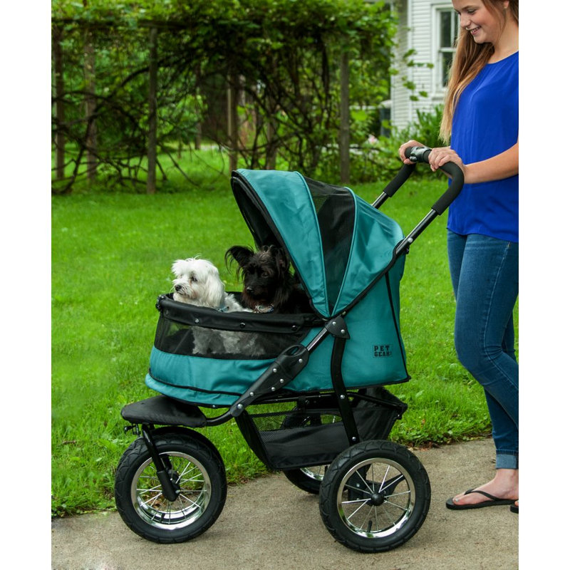 Pet Gear Double No Zip Pet Stroller Pine Green